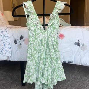 debbie dabbie green and white romper dress